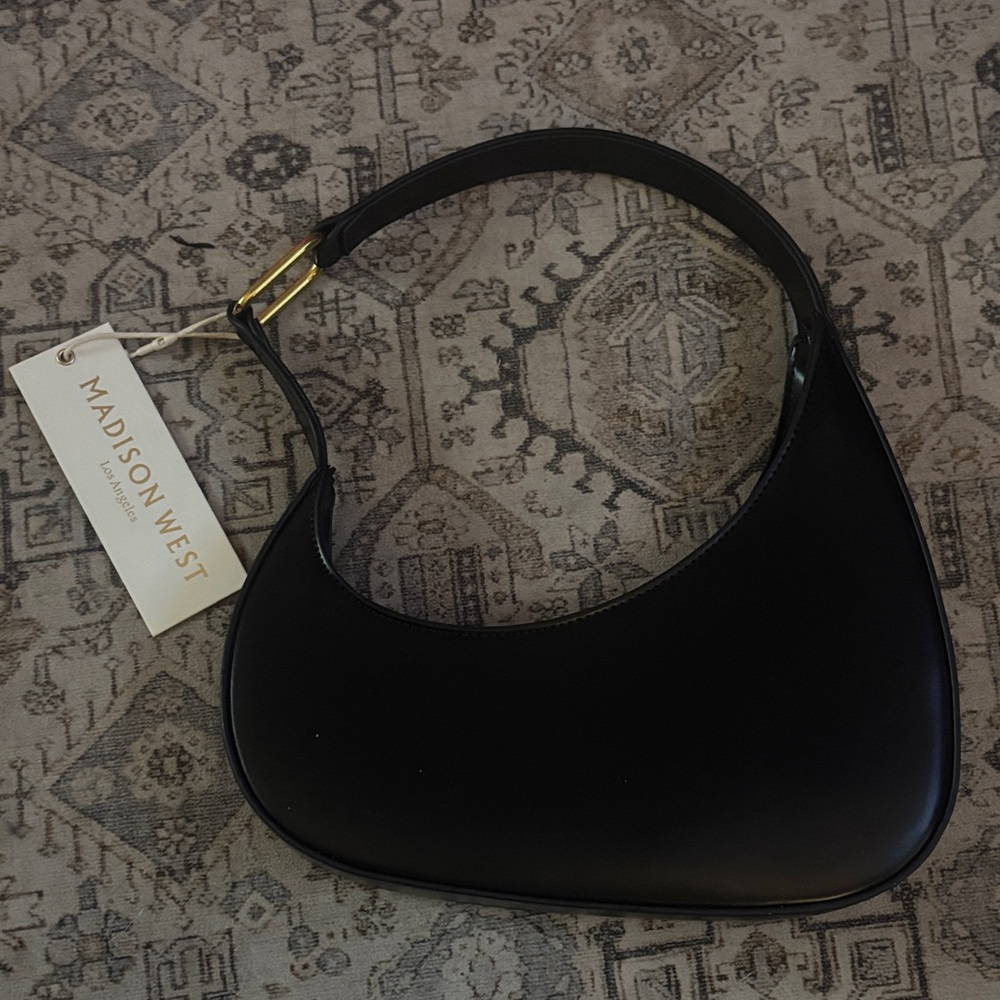 Madison West Sleek Black Shoulder Bag
